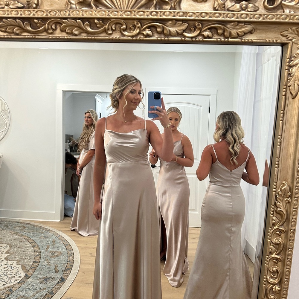 Birdy Grey Champagne Satin Lisa long dress
